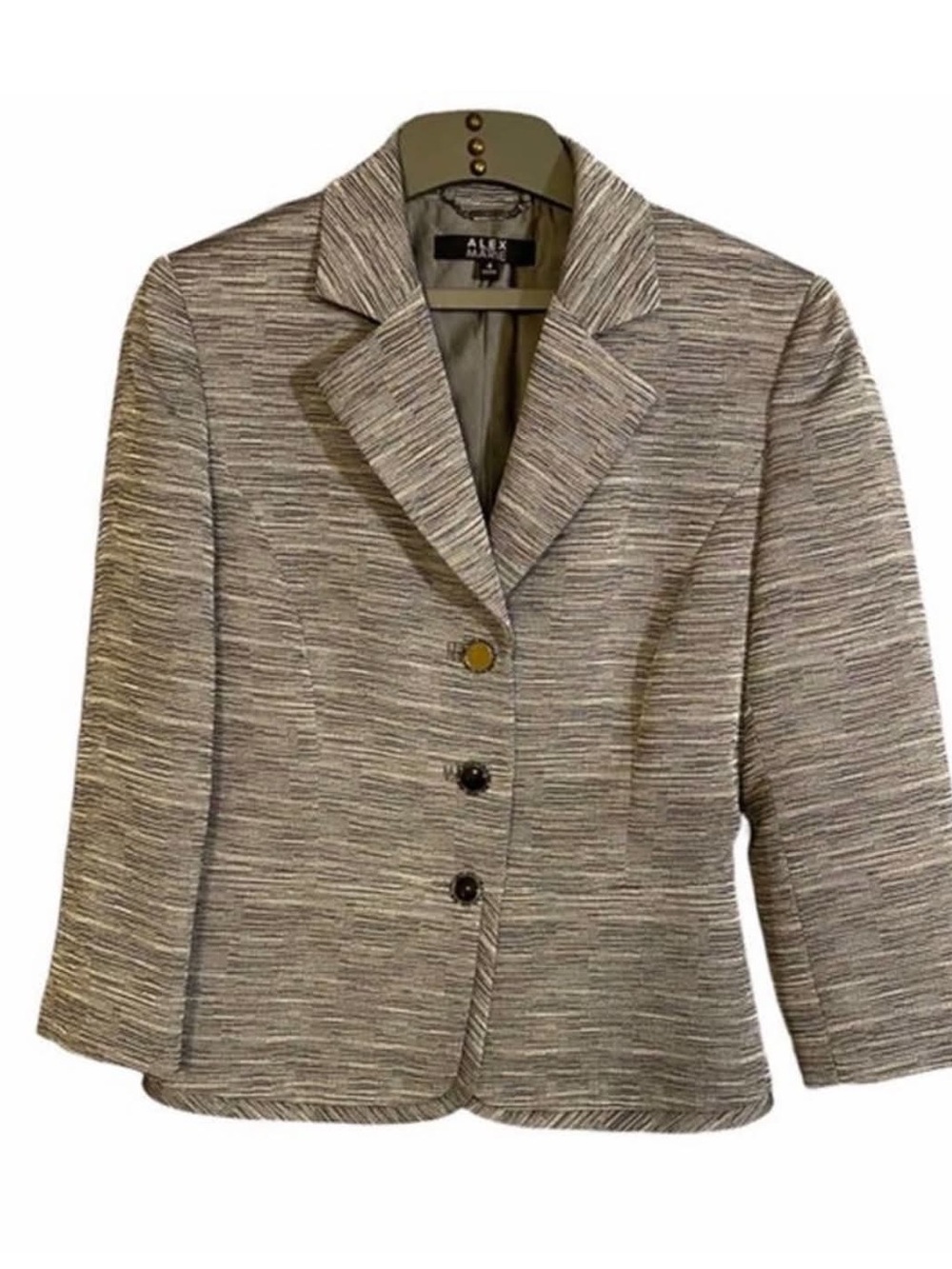 Alex Marie Gray Marled Three-Button Blazer
